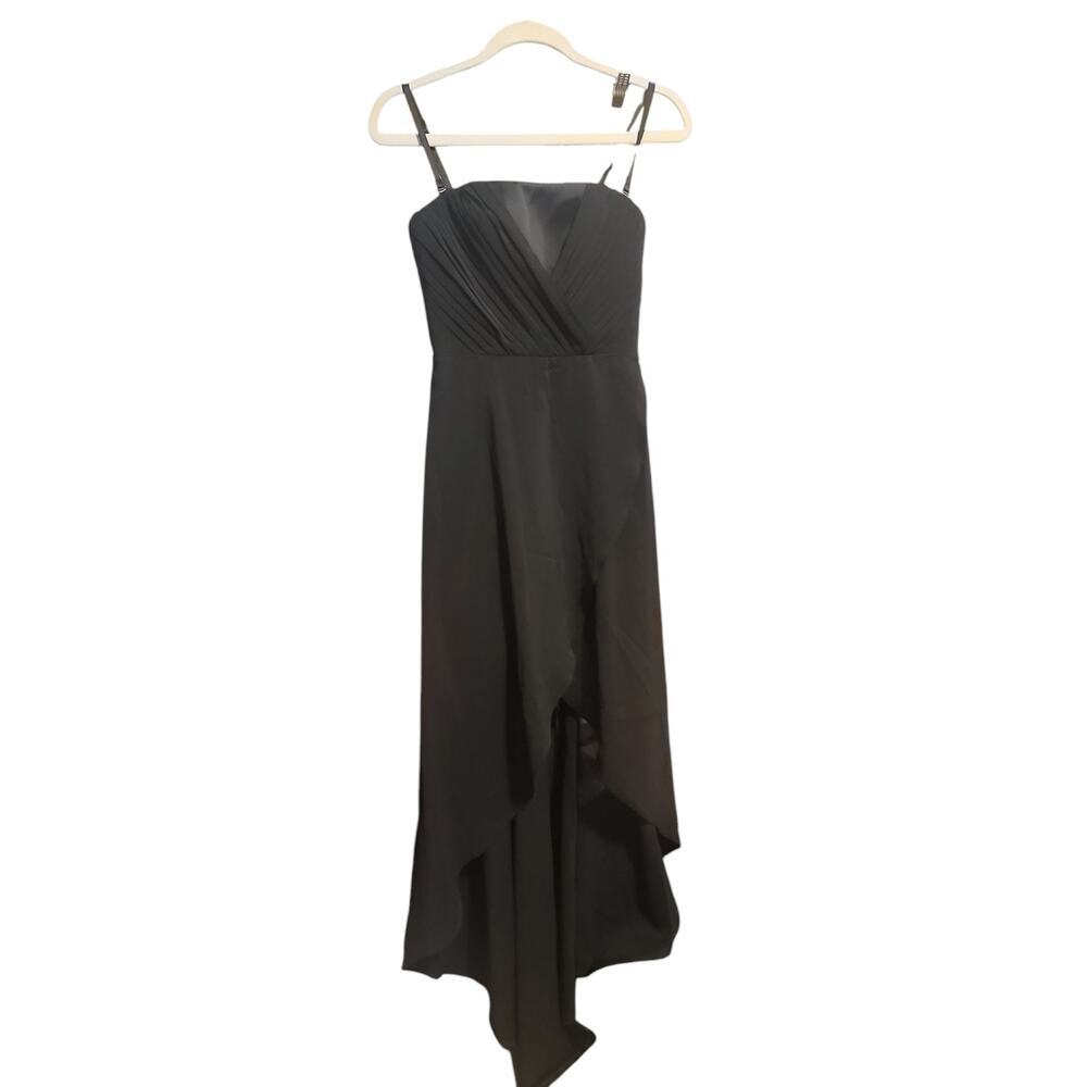 Bebe Dress Womens XSmall Black Strapless High Low Cut Formal Party Wedding Gown